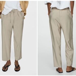 Mango beige drawstring jogger trousers